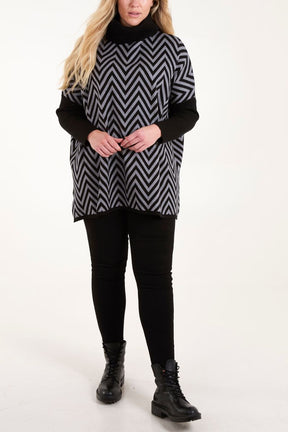 Zig Zag High Neck Jumper