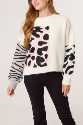 Multi Animal Design Knit Jumper