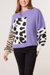 Multi Animal Design Knit Jumper