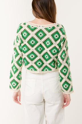 Geo Crochet Detail Crop Jumper