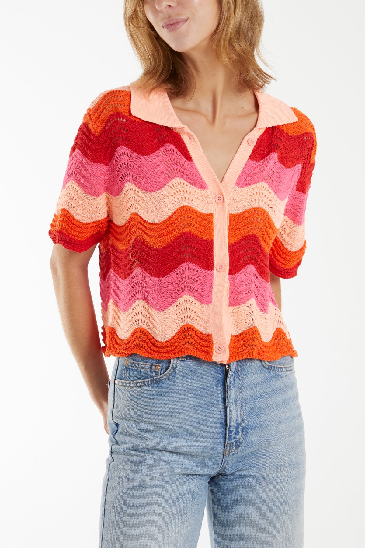 Multi Colour Wave Crochet Cardigan