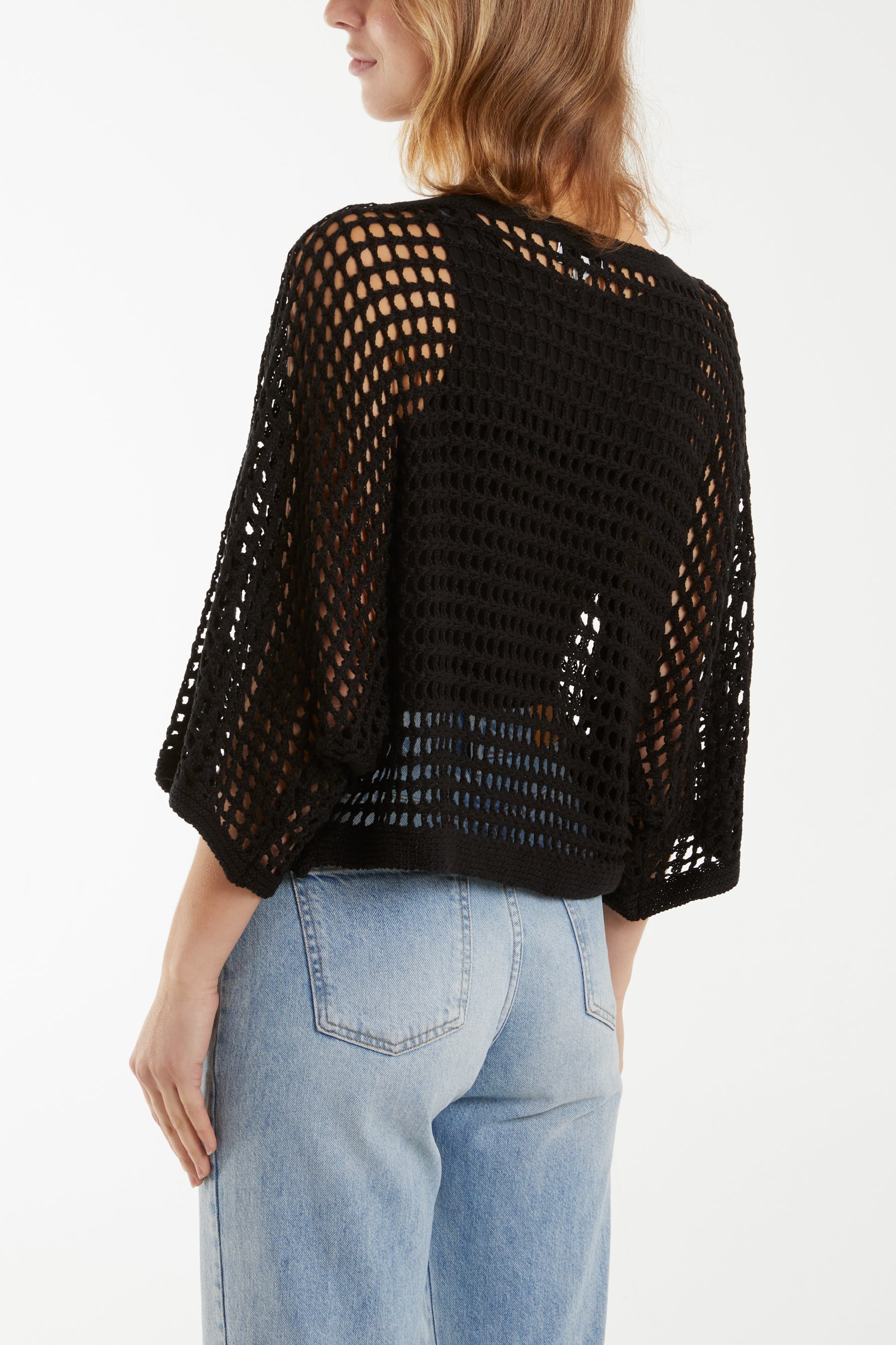 3/4 Sleeve Net Mesh Top