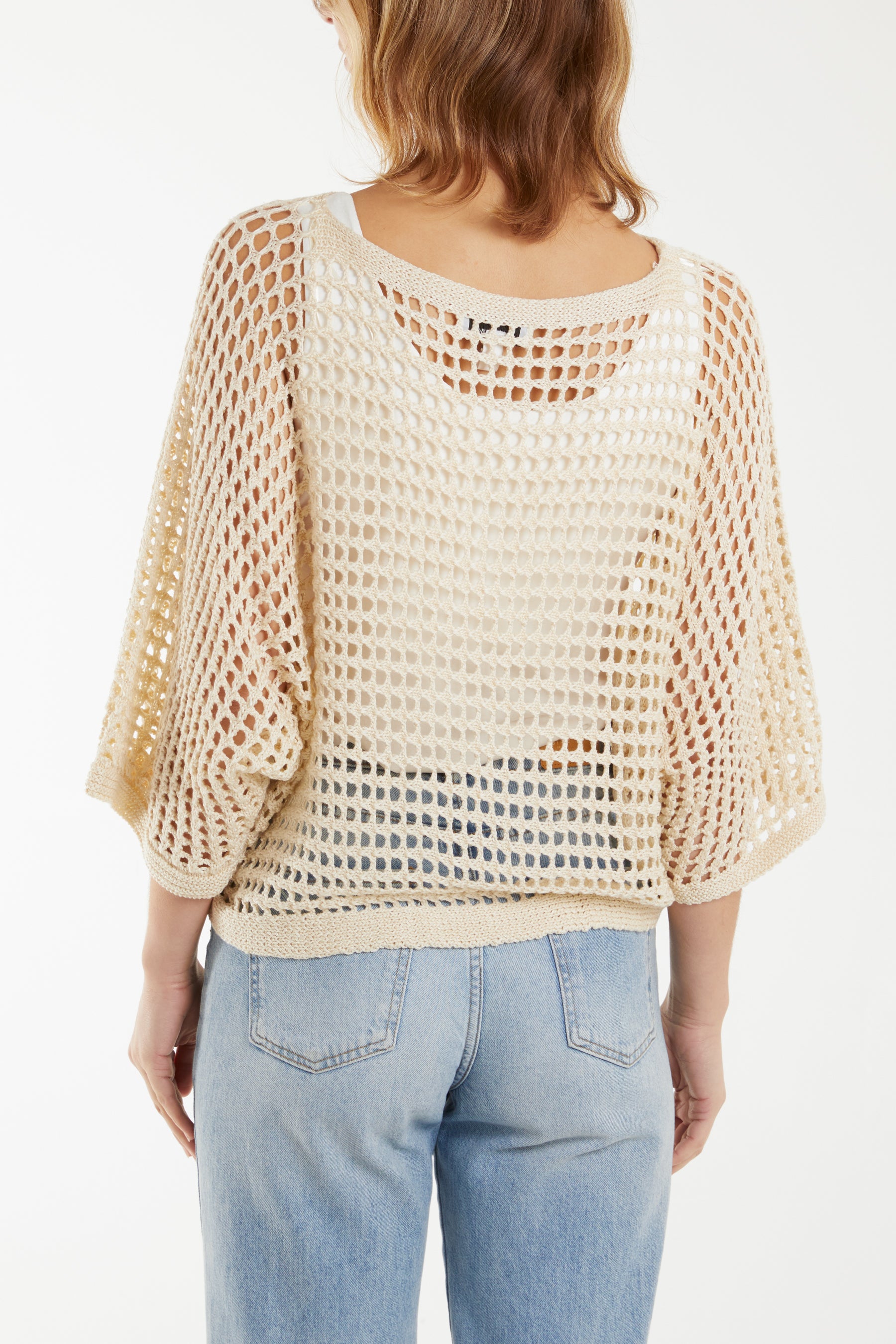 3/4 Sleeve Net Mesh Top