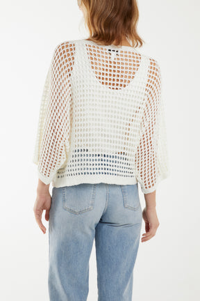 3/4 Sleeve Net Mesh Top