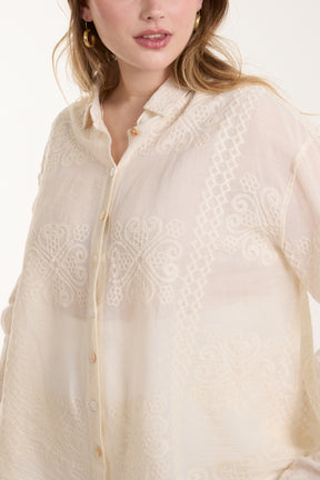 Cotton Embroidery Stone Wash Shirt