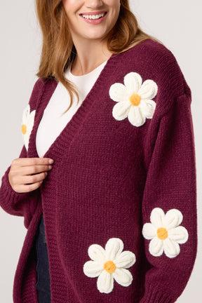 Flocking Daisy Open Knit Cardigan