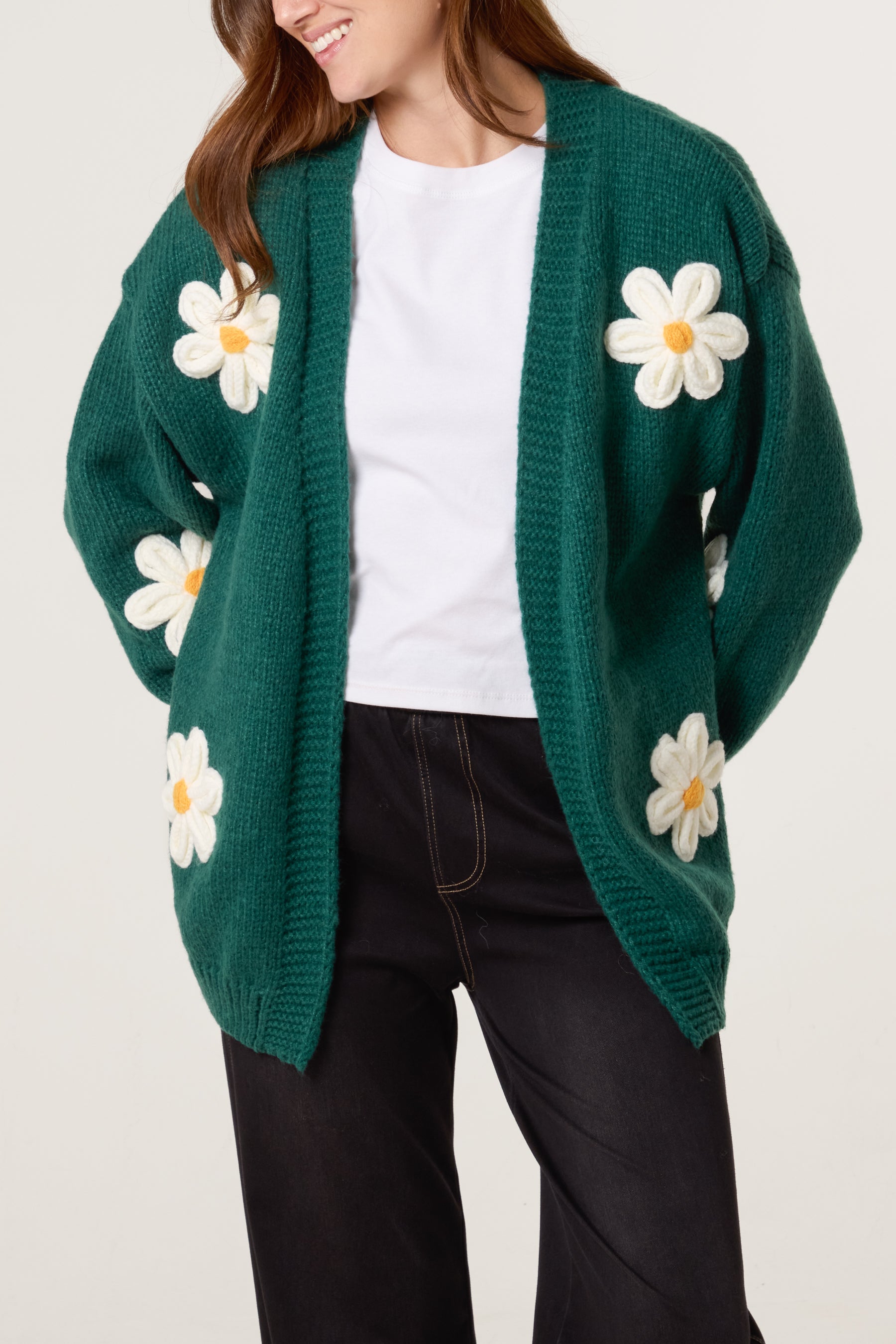 Flocking Daisy Open Knit Cardigan