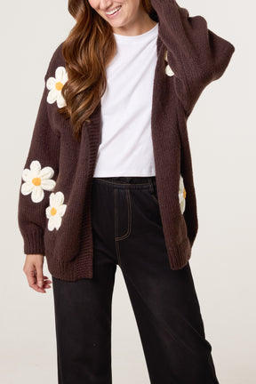 Flocking Daisy Open Knit Cardigan