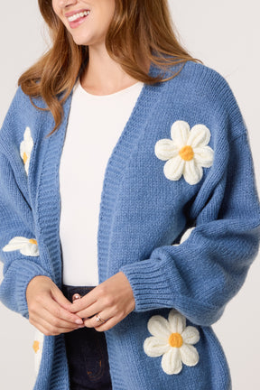 Flocking Daisy Open Knit Cardigan