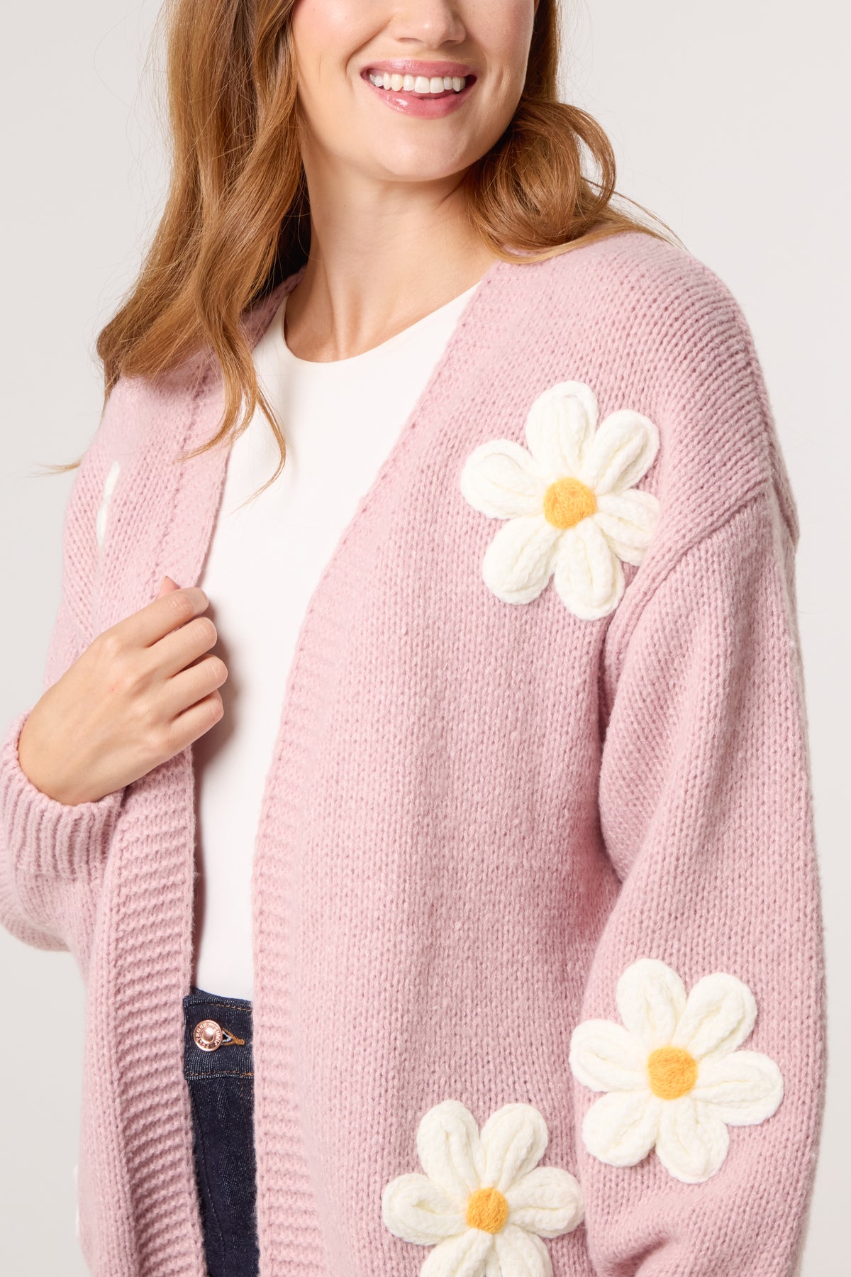 Flocking Daisy Open Knit Cardigan