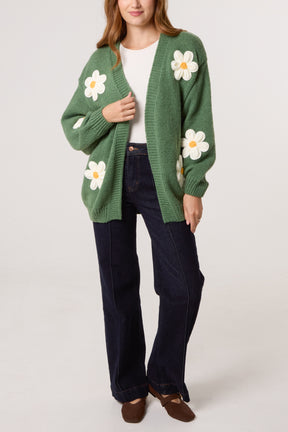 Flocking Daisy Open Knit Cardigan