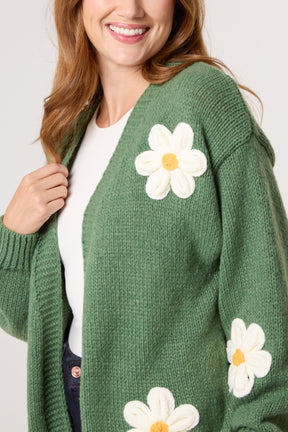 Flocking Daisy Open Knit Cardigan