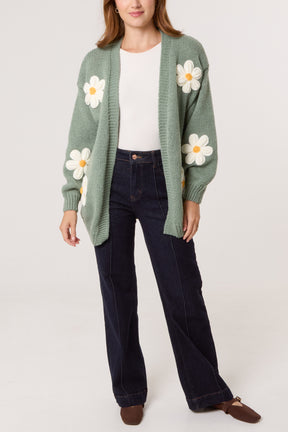 Flocking Daisy Open Knit Cardigan