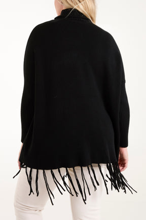 Roll Neck Fringe Hem Jumper