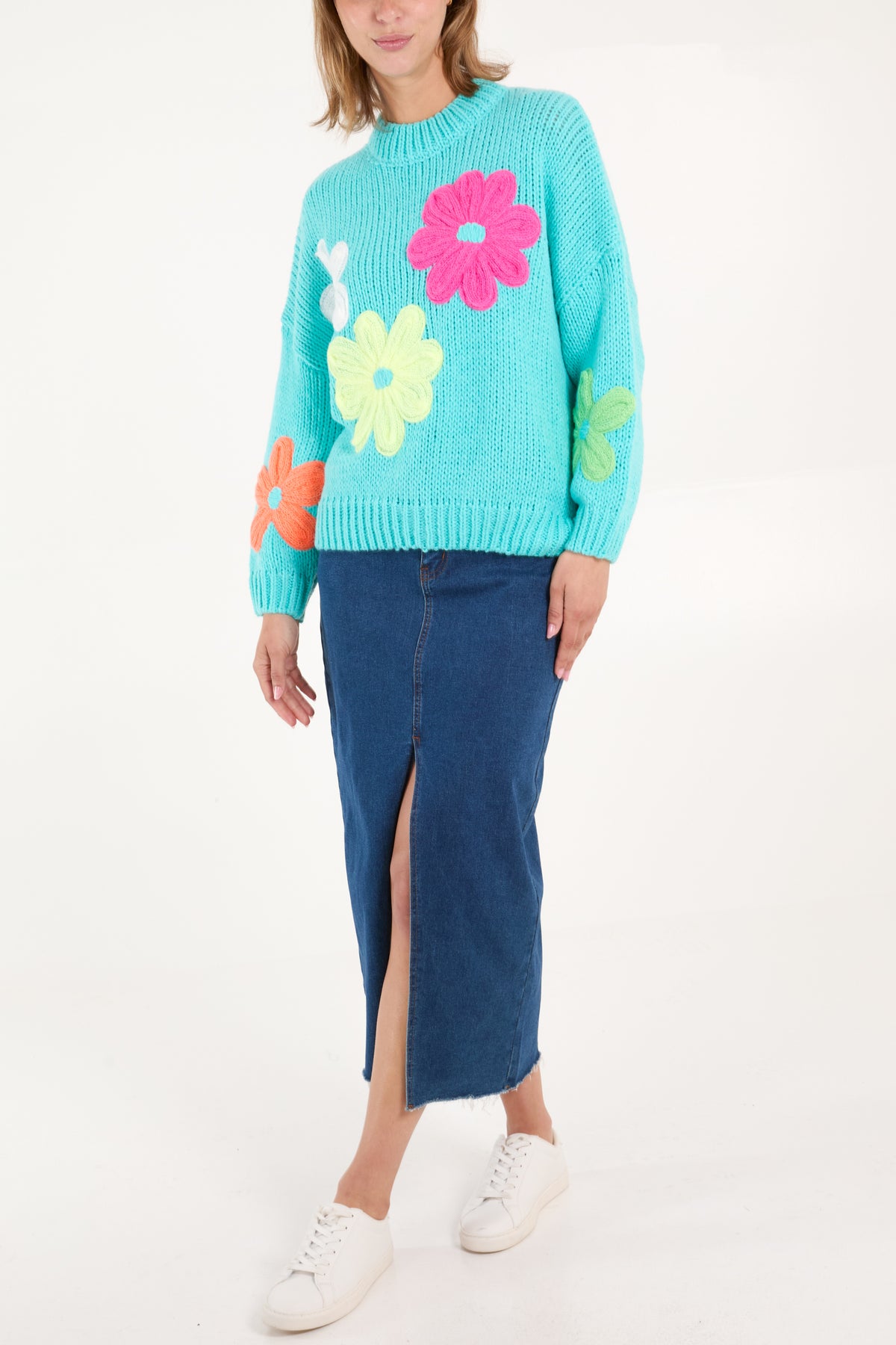 Multi Colour Flowers Knit Jumper