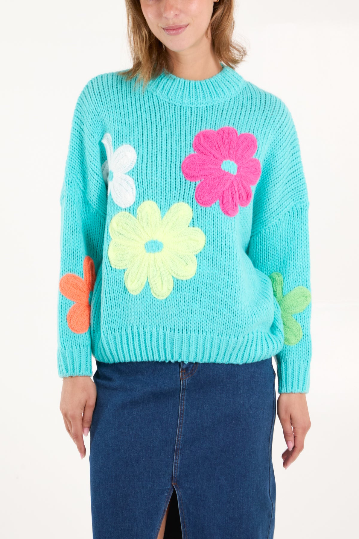 Multi Colour Flowers Knit Jumper