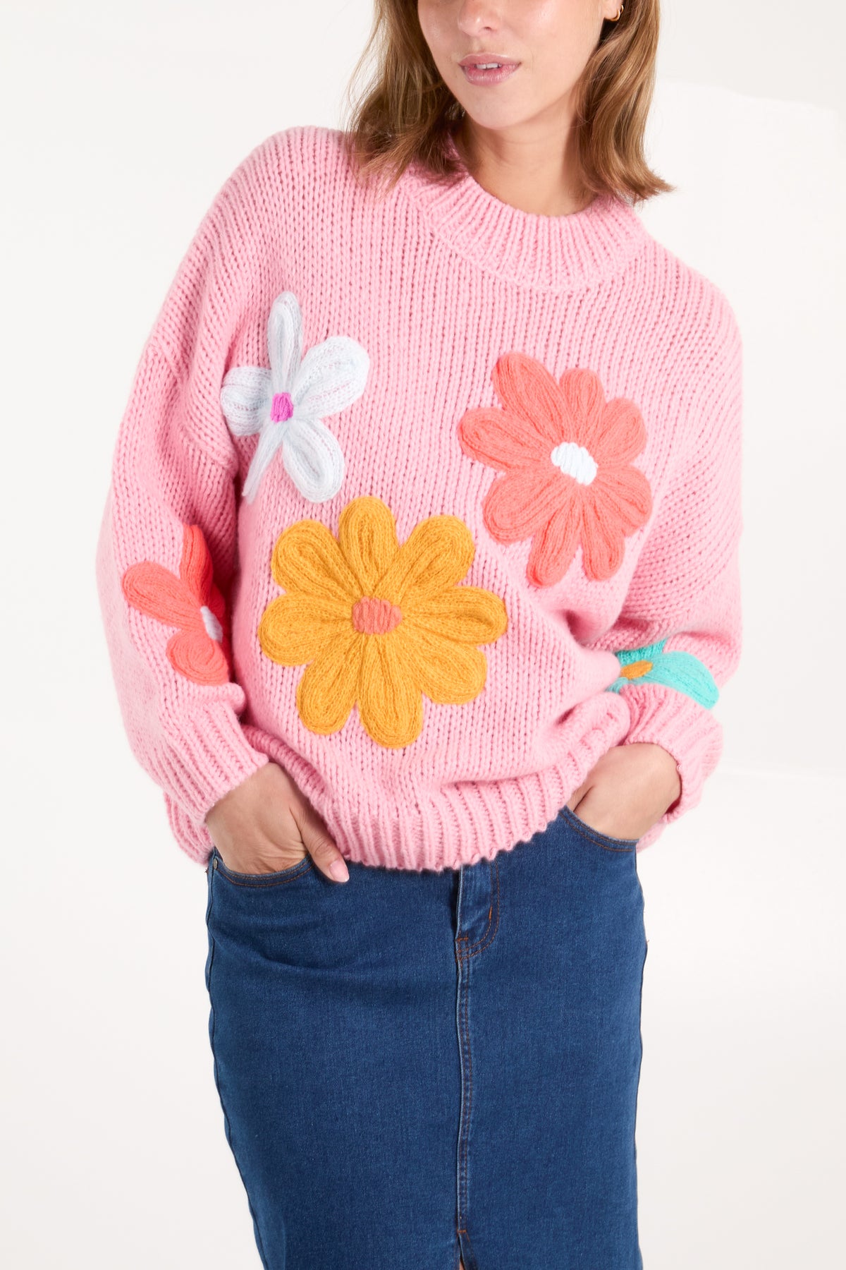 Multi Colour Flowers Knit Jumper