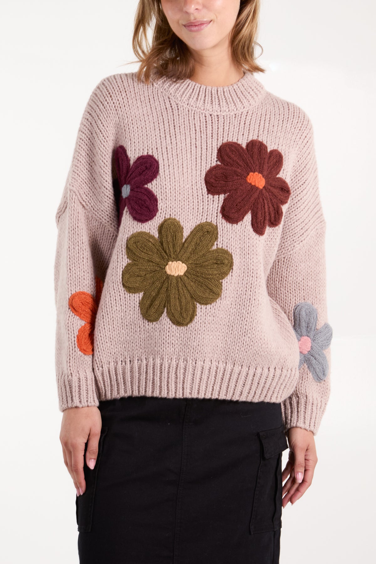 Multi Colour Flowers Knit Jumper