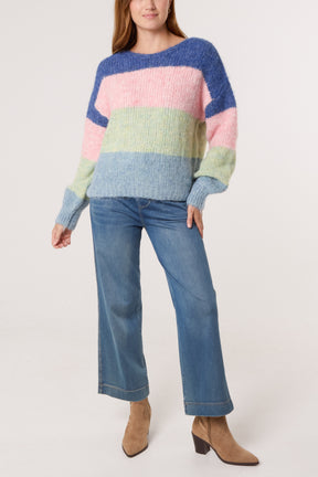 Colour Block Stripe Knit Jumper