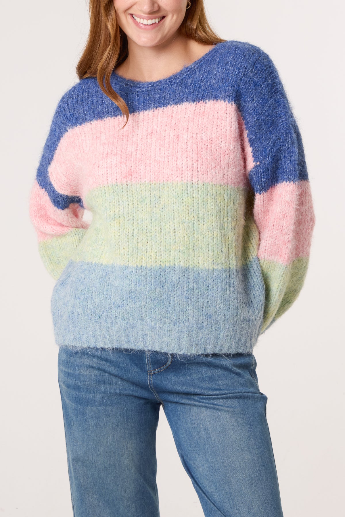 Colour Block Stripe Knit Jumper