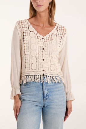 Crochet Tassel & Button Top