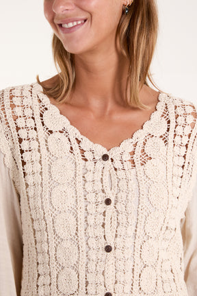 Crochet Tassel & Button Top