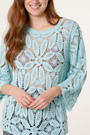 Flower Crochet Long Sleeve Top