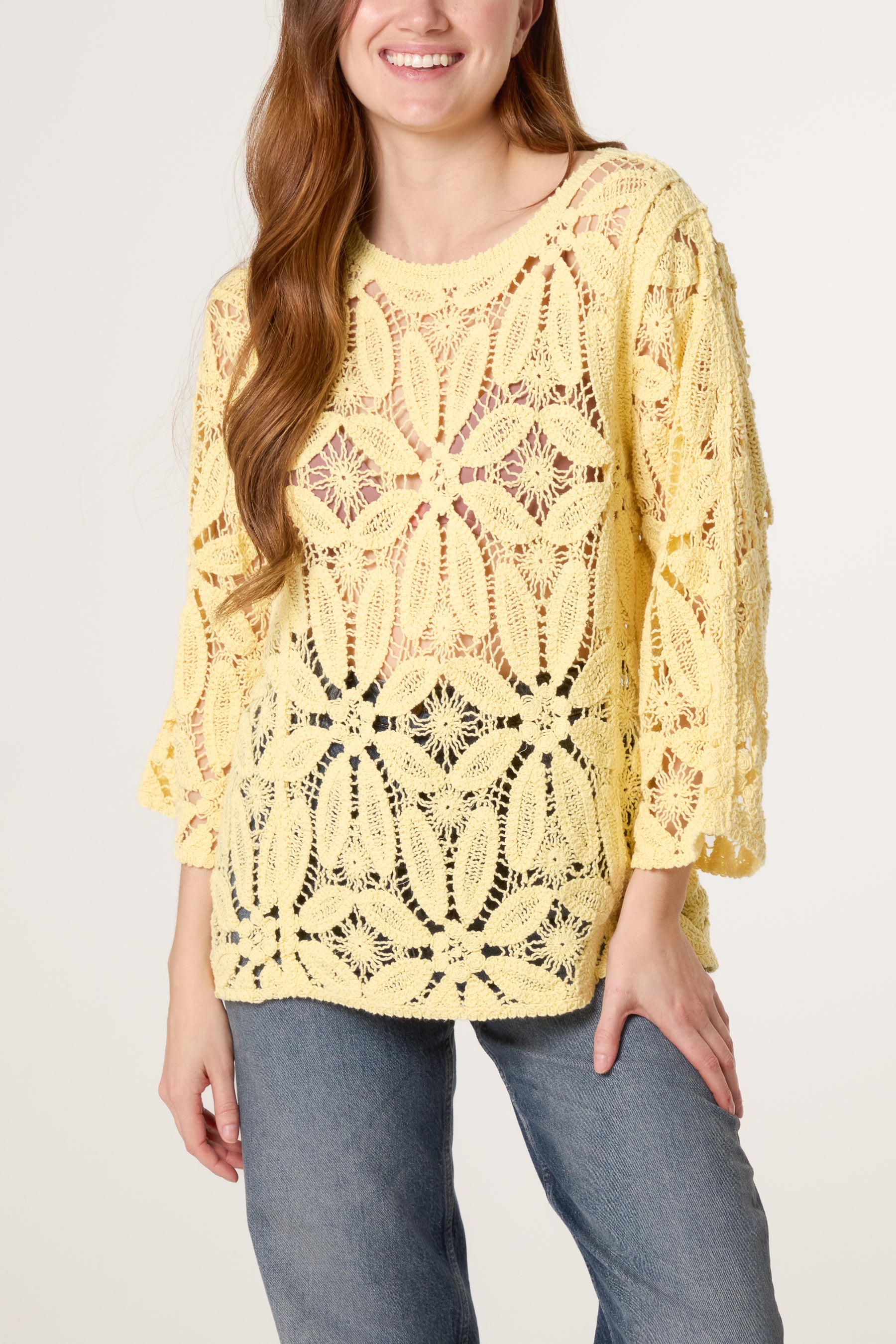 Flower Crochet Long Sleeve Top