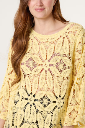 Flower Crochet Long Sleeve Top