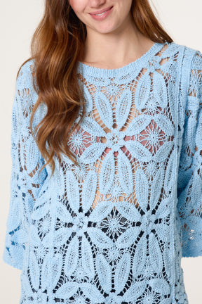 Flower Crochet Long Sleeve Top