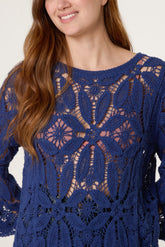 Flower Crochet Long Sleeve Top