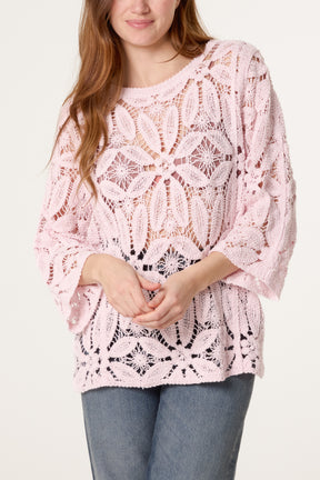 Flower Crochet Long Sleeve Top