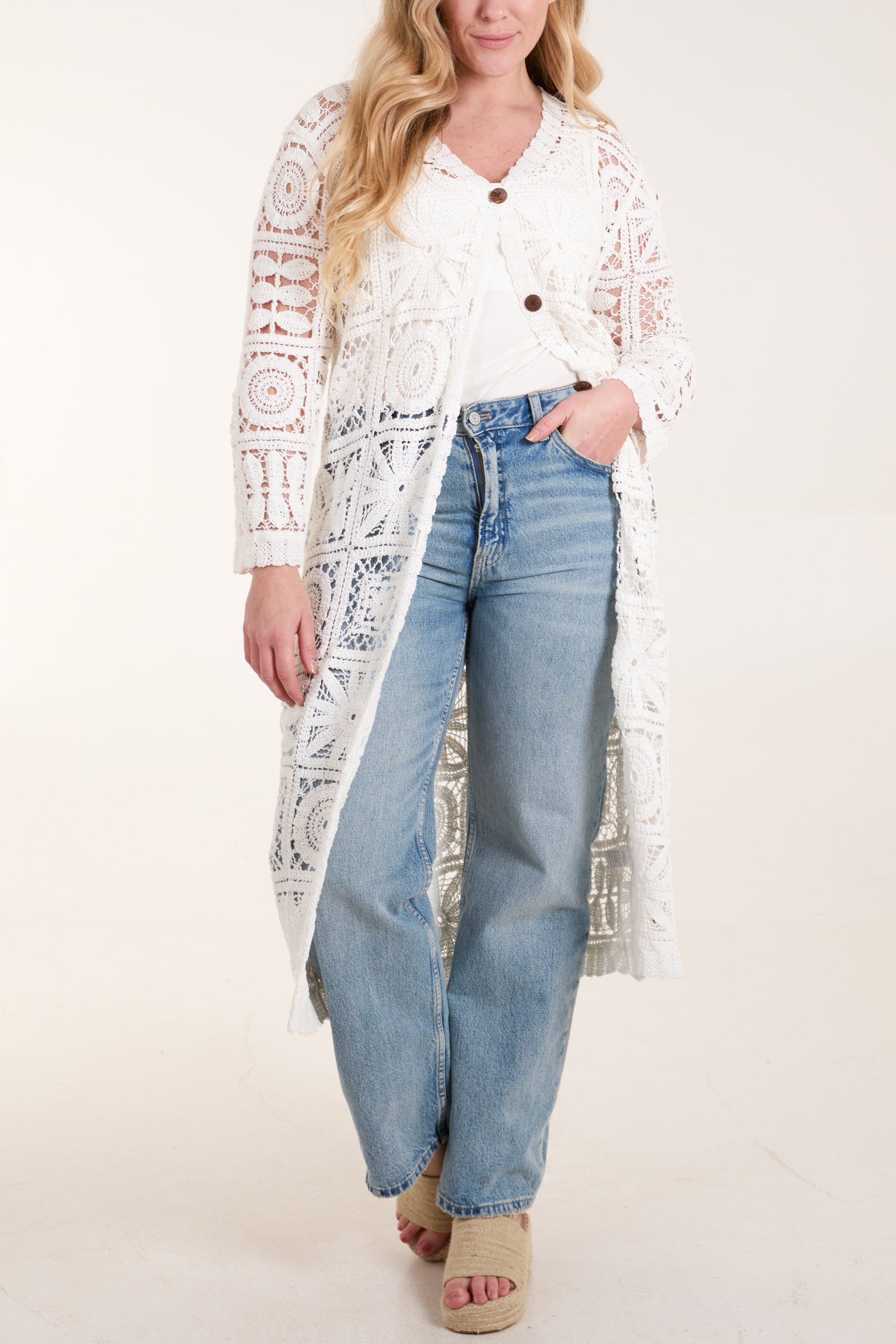 Patchwork Crochet Longline Cardigan