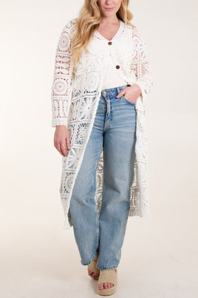 Patchwork Crochet Longline Cardigan