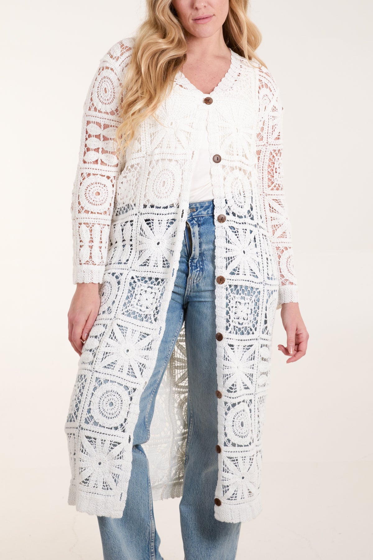 Patchwork Crochet Longline Cardigan