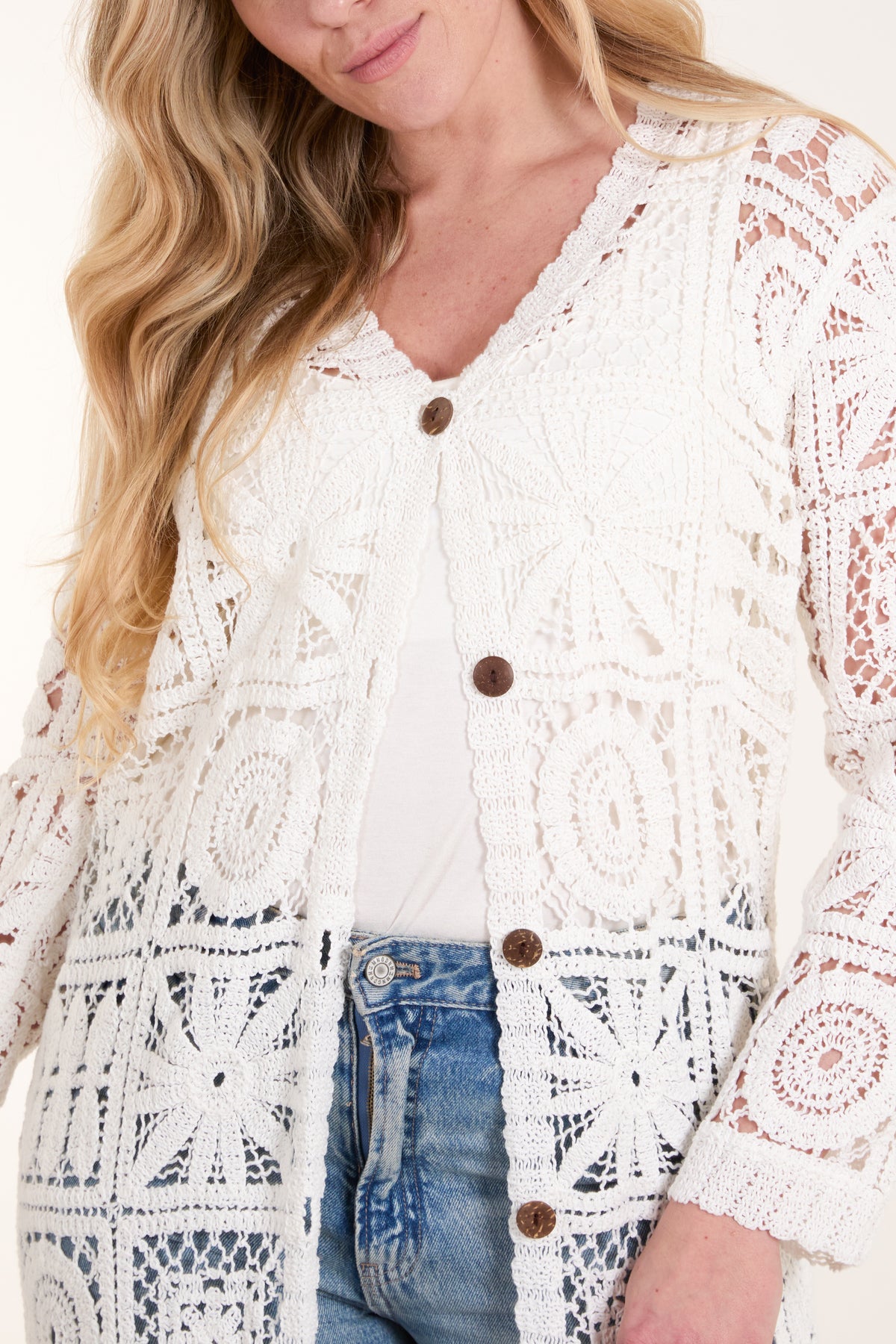 Patchwork Crochet Longline Cardigan