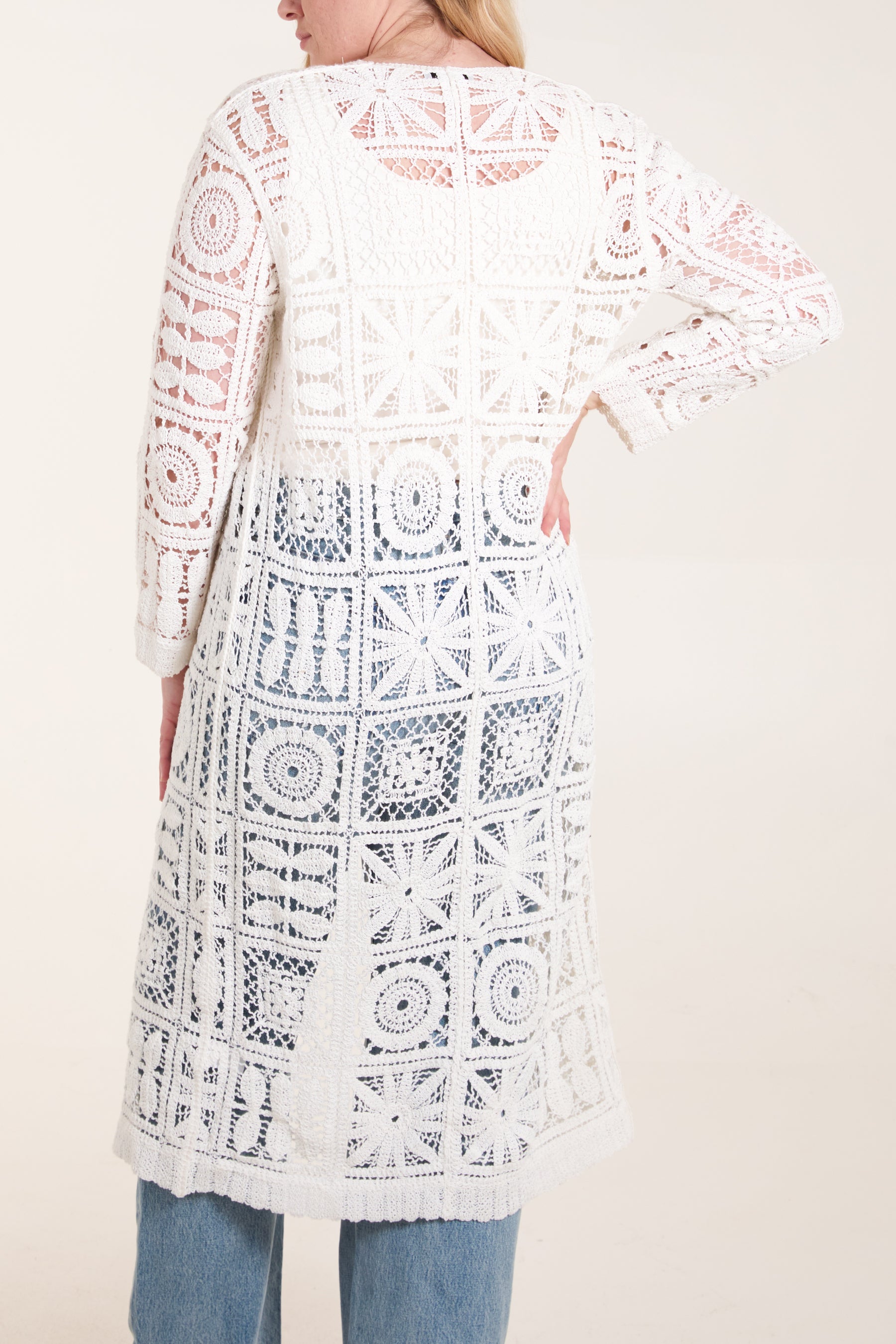 Patchwork Crochet Longline Cardigan