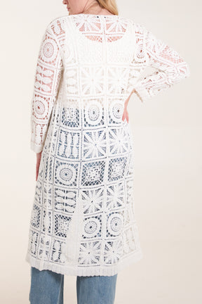 Patchwork Crochet Longline Cardigan