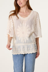 Sunflower Lace Sleeve Blouse