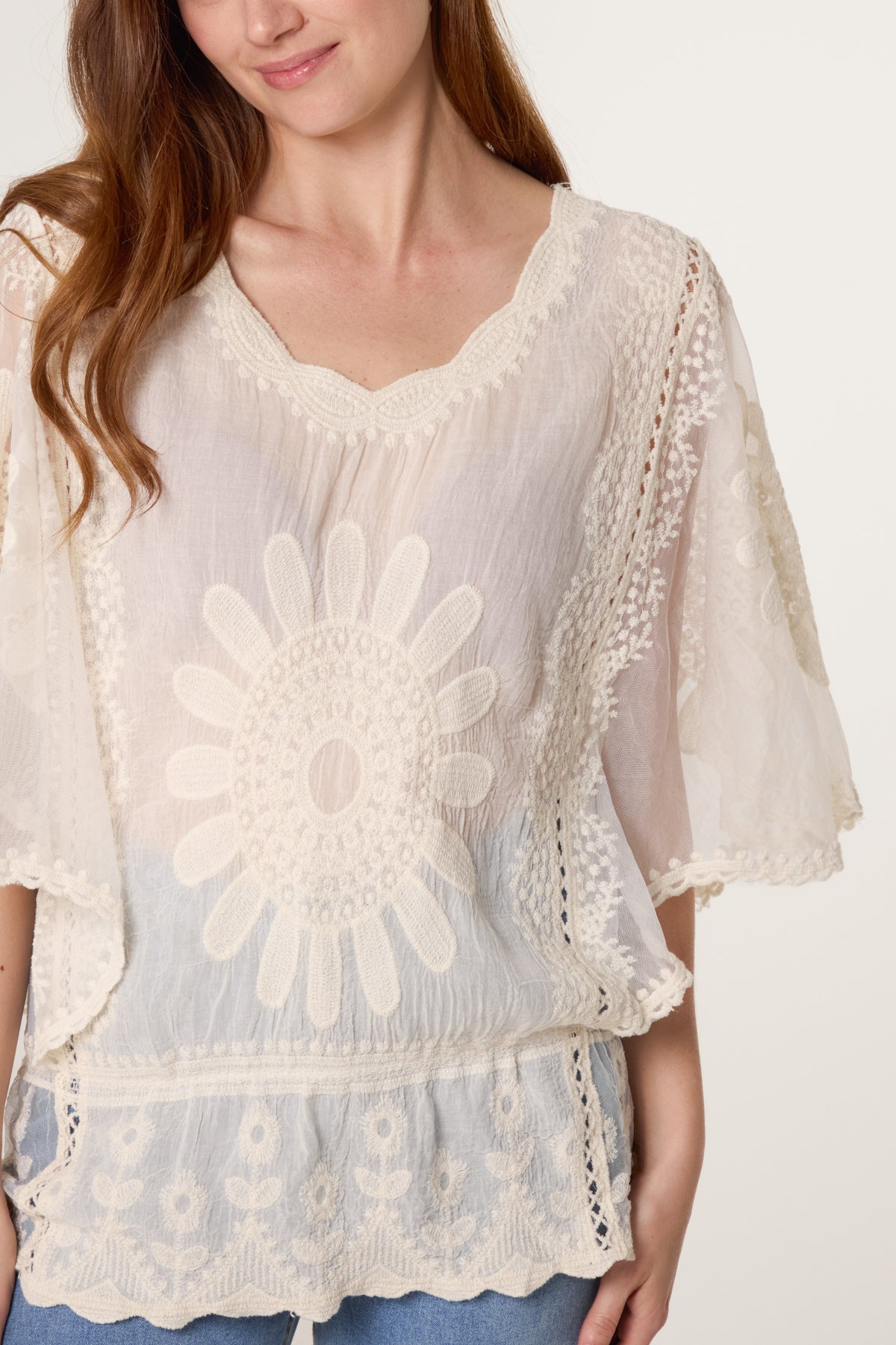 Sunflower Lace Sleeve Blouse
