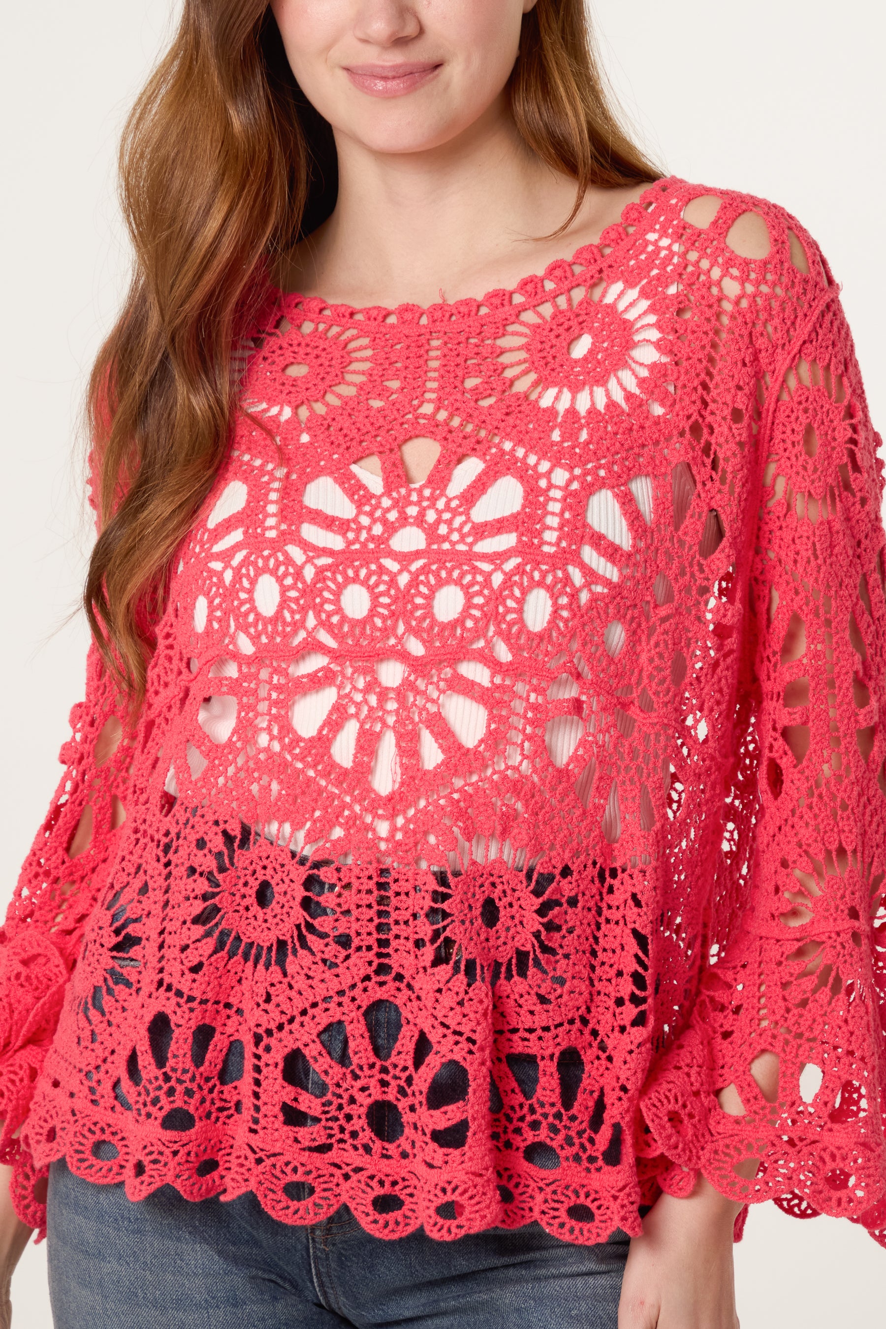 Flared Sleeve Crochet Top