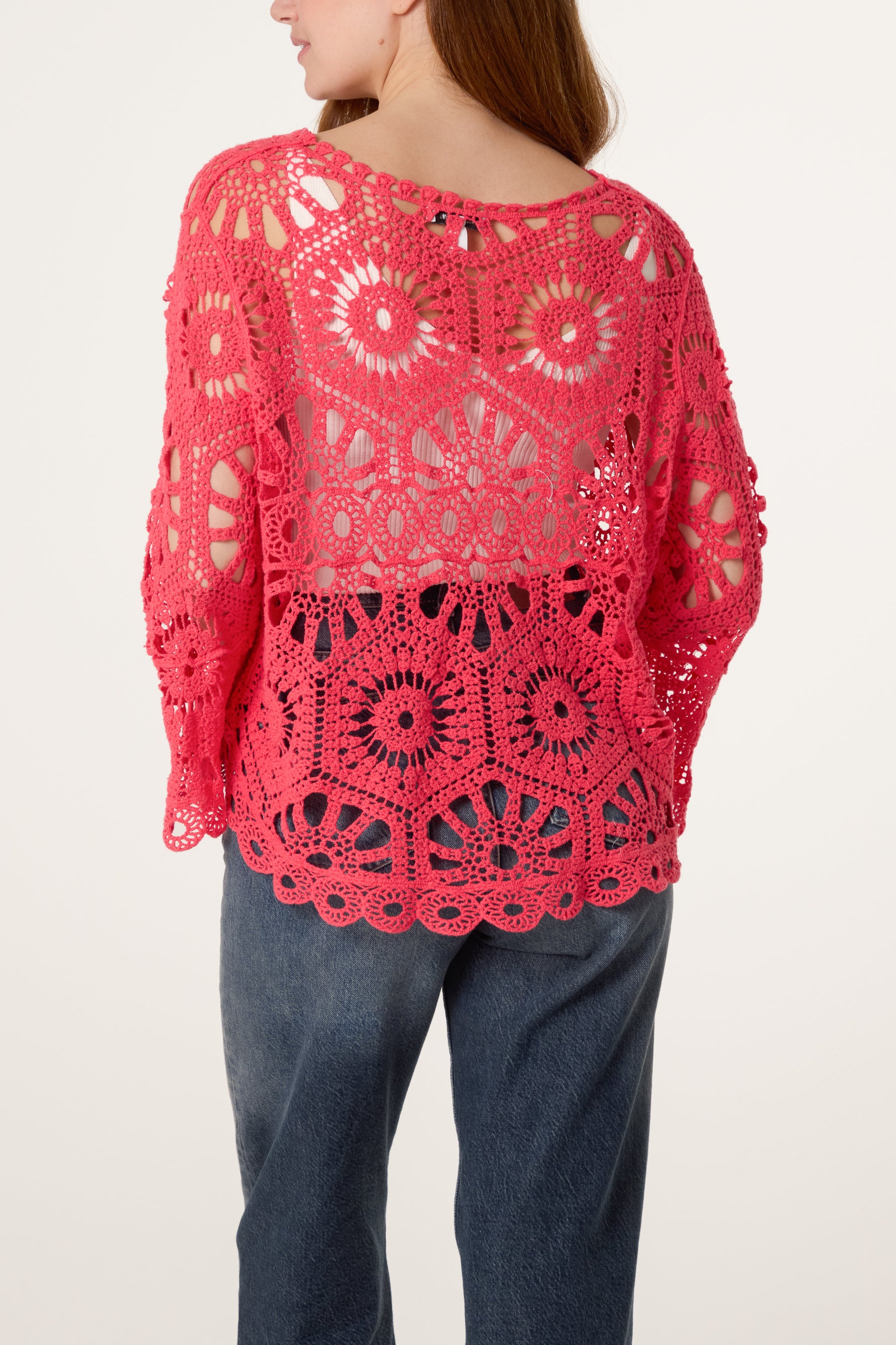 Flared Sleeve Crochet Top