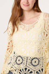 Flared Sleeve Crochet Top