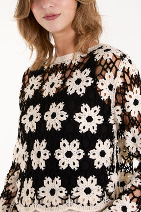 Floral Pattern Crochet Top