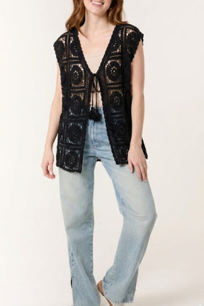 Vest With Crochet Square Pattern