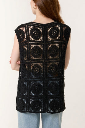 Vest With Crochet Square Pattern