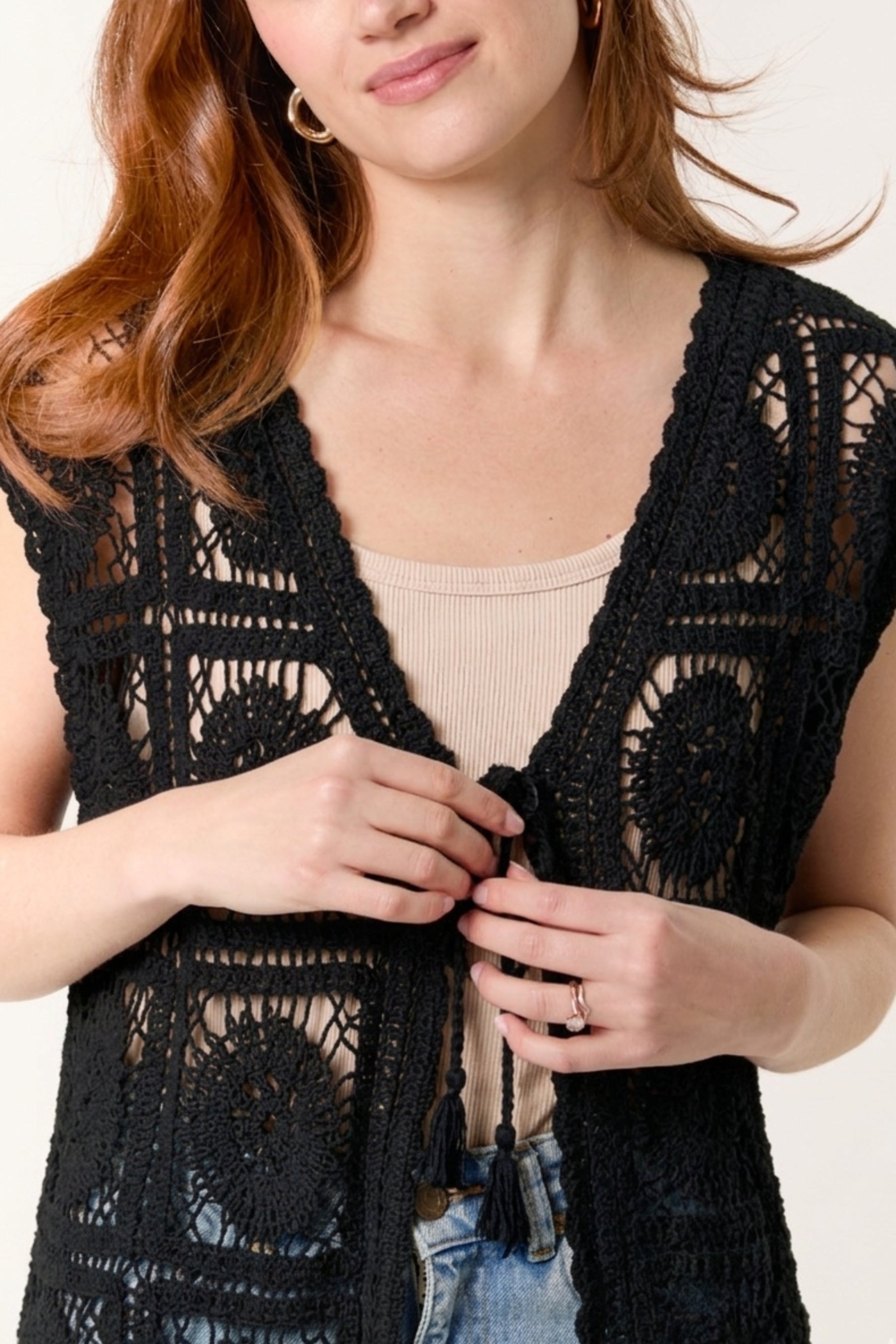 Vest With Crochet Square Pattern