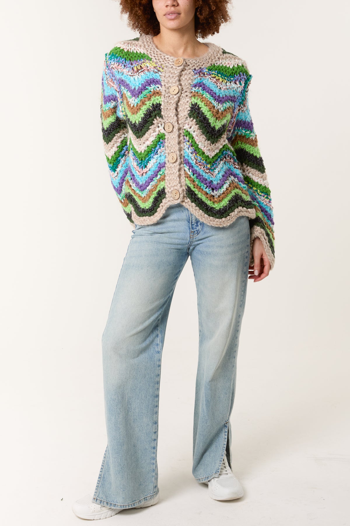 Chunky Knit Zig Zag Cardigan