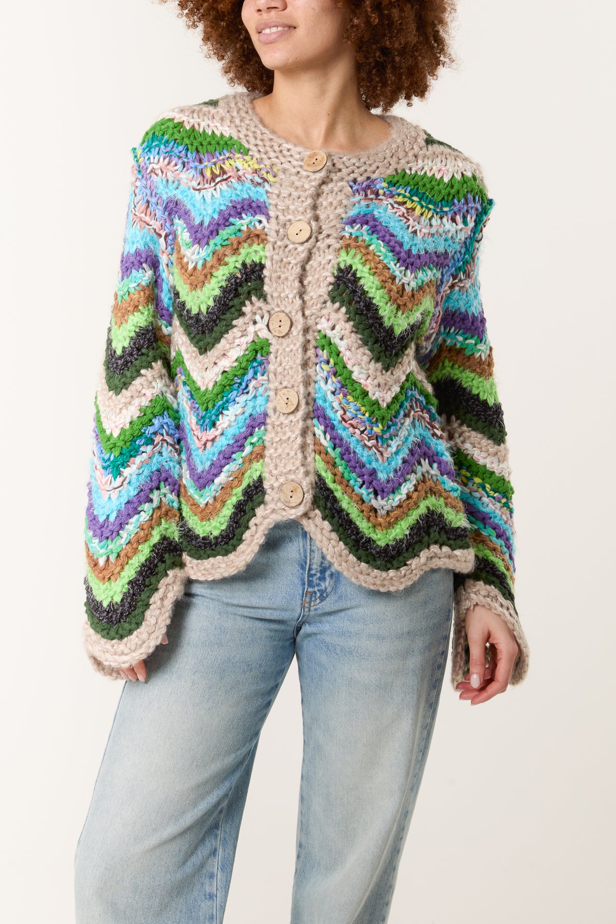 Chunky Knit Zig Zag Cardigan