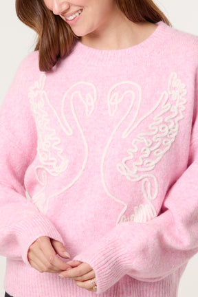 Swan Embroidered Knit Jumper